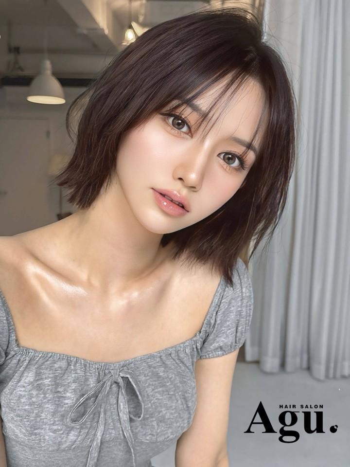 韓国ヘアレイヤーボブ×メルティブラウン